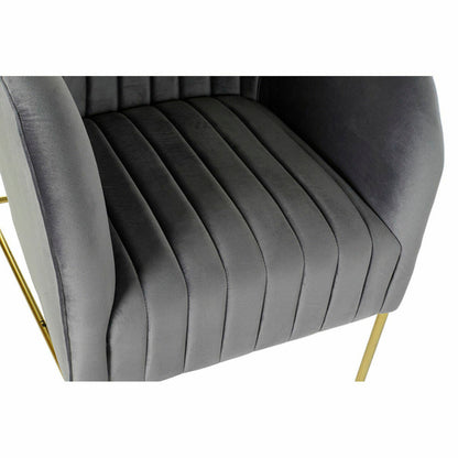 Armchair DKD Home Decor 8424001802135 Grey Golden Metal Polyester (70