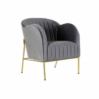 Armchair DKD Home Decor 8424001802135 Grey Golden Metal Polyester (70