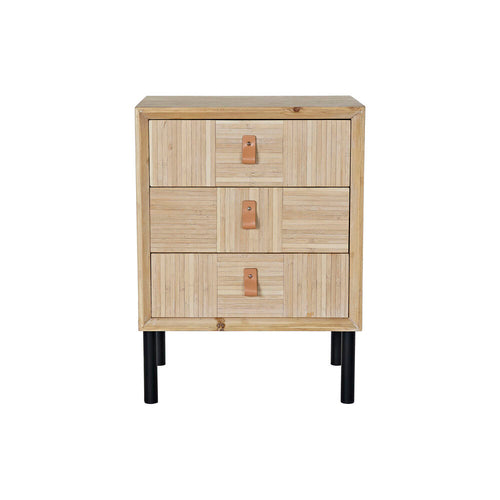 Nightstand DKD Home Decor Fir Natural Black MDF Wood 45 x 35 x 60 cm
