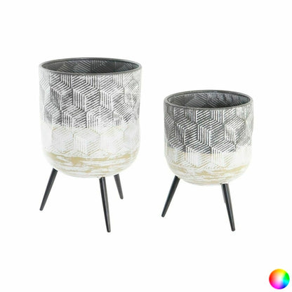 Set of Planters DKD Home Decor 24 x 24 x 39 cm Metal (2 Units)
